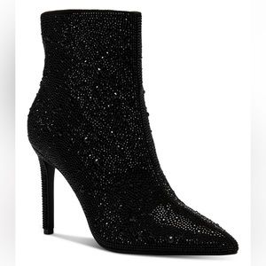Black Rhinestone Booties